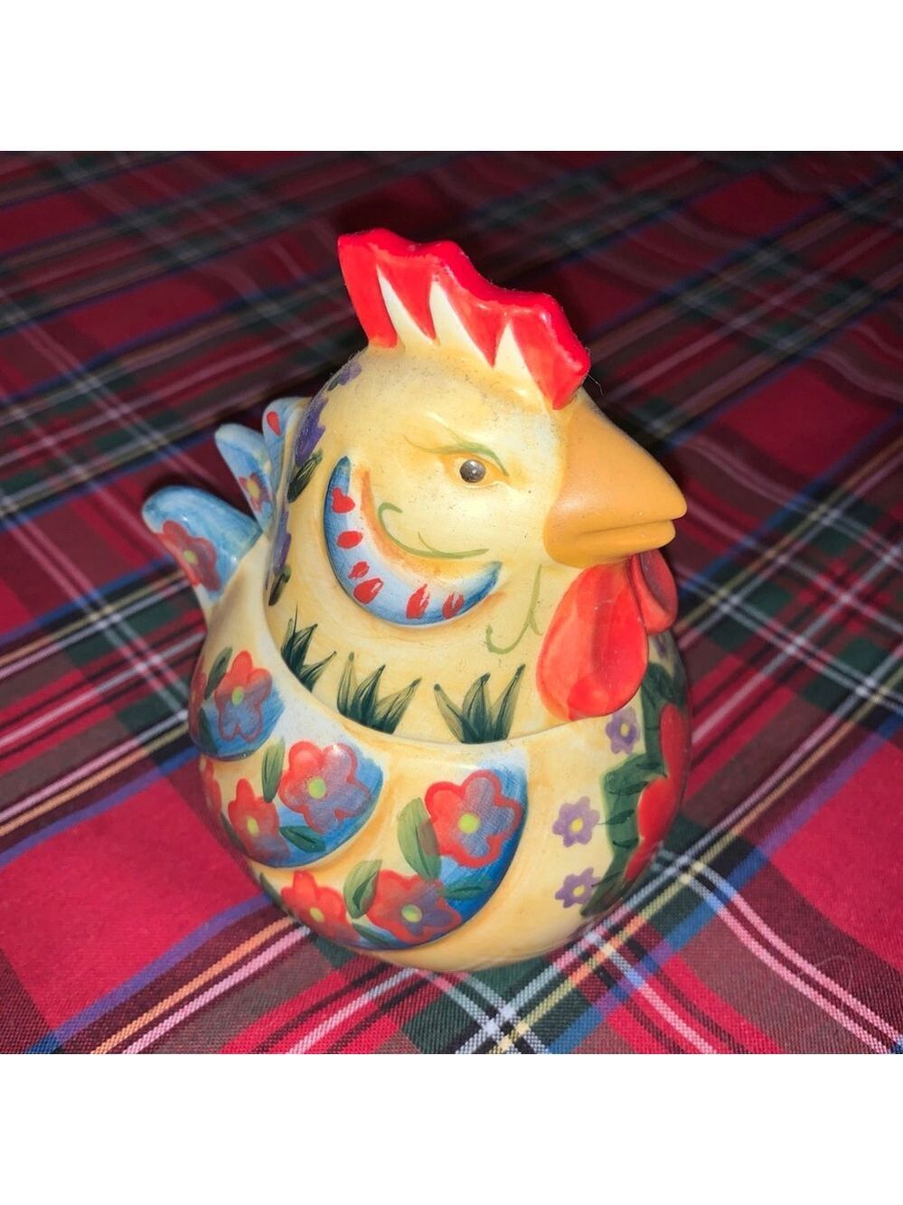 Dario Farrucci Designs Yellow & Red Floral Chicken Serveware One Size